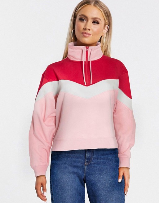 Wrangler two tone high neck sweater in pink