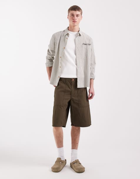 Wrangler utility lightweight cotton shorts in khaki - view 1