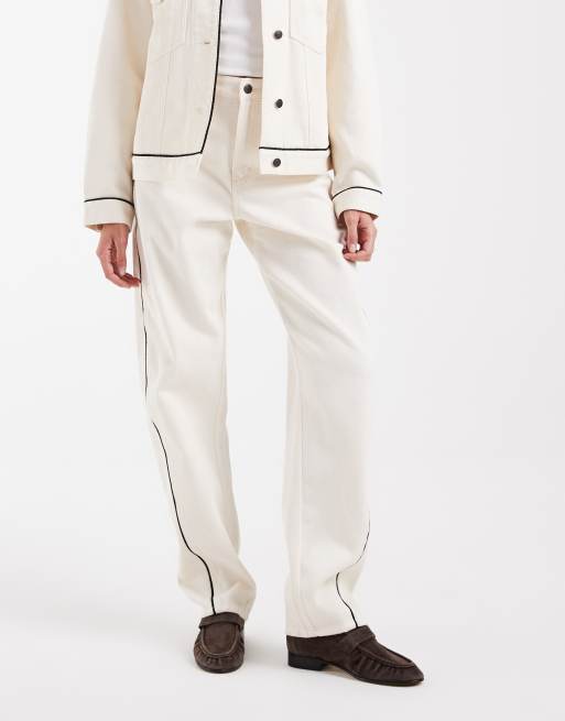 Wrangler - vaqueros barrel de denim en blanco roto, 2 de 5