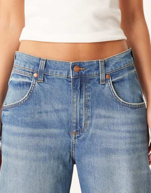 Wrangler - Vasket mellemblå jeans med lav talje i poset pasform, 5 af 5