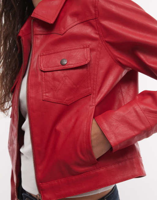 Wrangler veste slim à coutures en rouge, 2 de 4