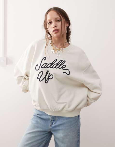 Wrangler - Vintage-hvid oversized sweatshirt med 'Saddle Up'-print - view 1