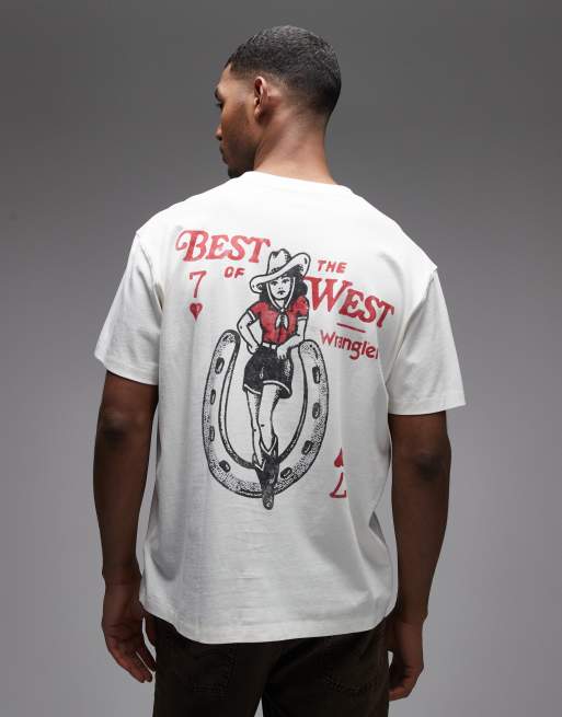 Wrangler – Vit t-shirt i vintagestil