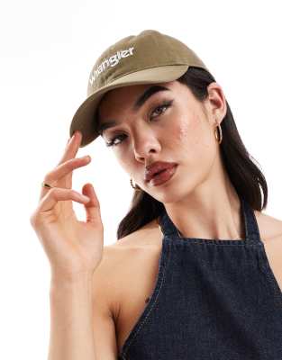 Wrangler Wrangler washed logo cap in khaki-Neutral