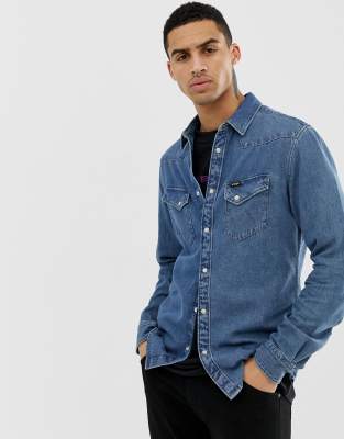 wrangler slim fit denim shirt