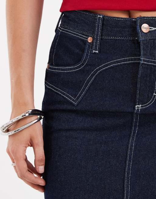 Wrangler western midikjol i mörkblå denim, 5 av 5