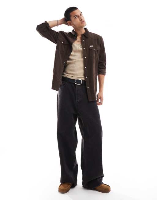 Wrangler - Western overhemd van corduroy met 2 zakken in bruin, 2 van 4