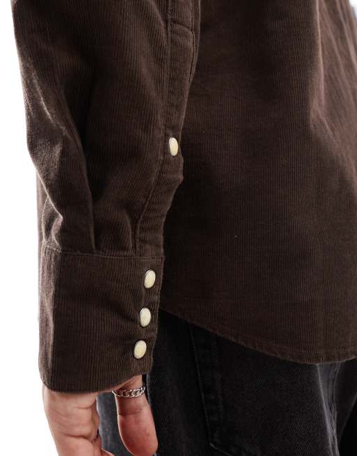 Wrangler - Western overhemd van corduroy met 2 zakken in bruin, 3 van 4