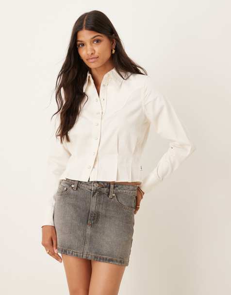 Wrangler western shirt with peplum detail in ecru - view 1