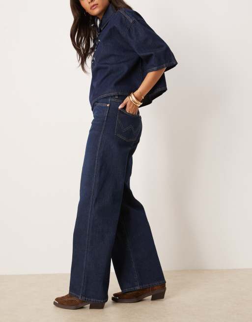 ◆Wrangler◆ Wide Leg Fit Denim Pants Indigo Medium Wrangler high rise wide leg jeans in indigo | ASOS