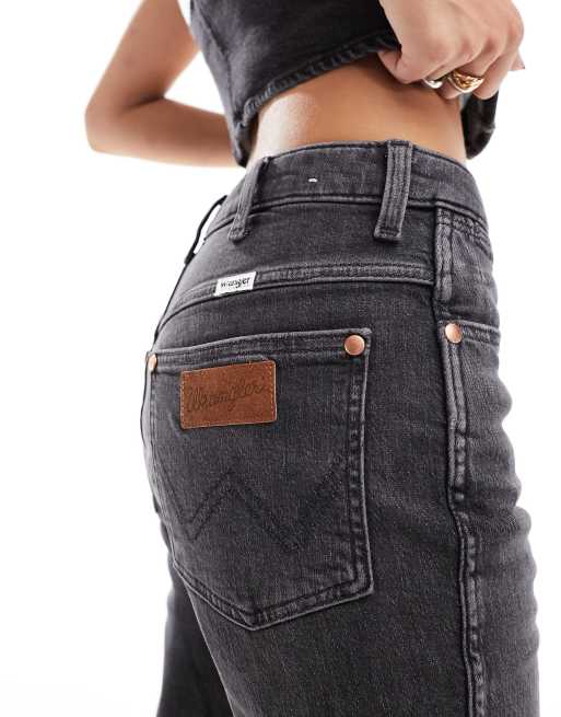 Wrangler - Wild West - Jeans dritti a vita alta nero slavato