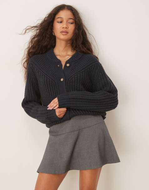 Wrangler wool blend chunky knit western cardigan in black - view 1