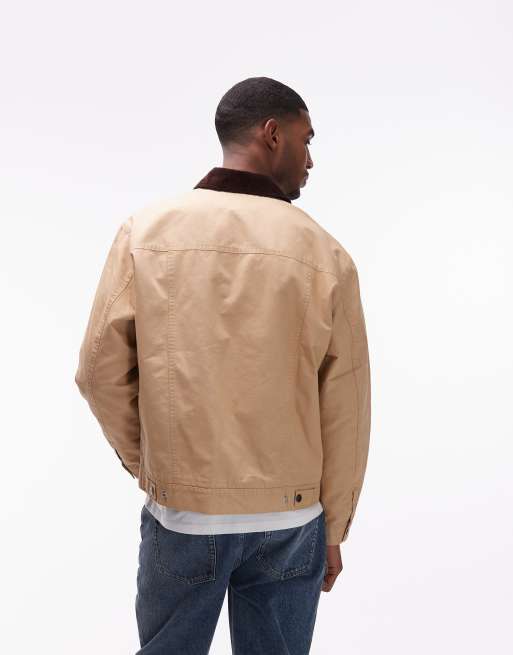 Wrangler Workwear – Camelowa kurtka Harrington z kontrastowym kołnierzem, 3 z 5