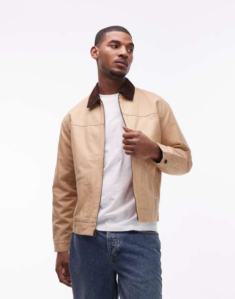 Wrangler workwear harrington jacket in camel with contrast collar - view 1