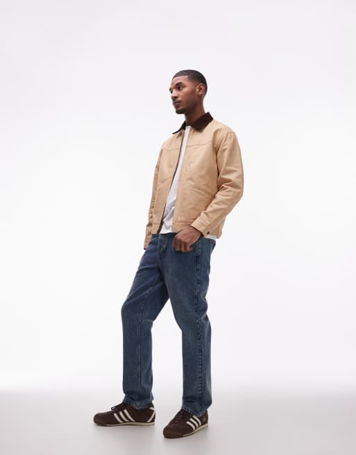 Wrangler workwear harrington jacket in camel with contrast collar, 2 of 5