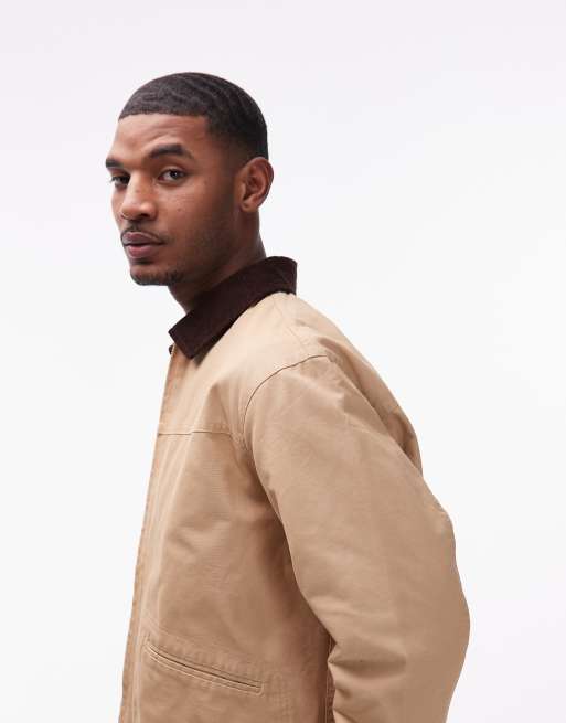 Wrangler workwear harrington jacket in camel with contrast collar, 4 of 5