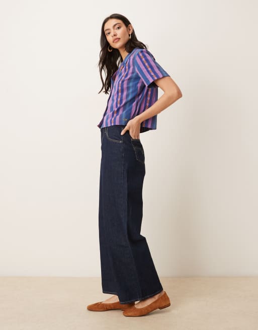 Wrangler x Lainey Wilson – Blårandig skjorta i jacquard, 3 av 4