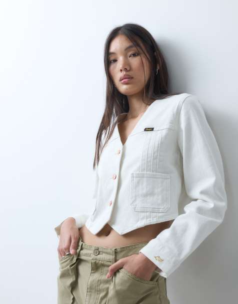 Wrangler X Lainey Wilson camisa vaquera plisada en blanco - view 1