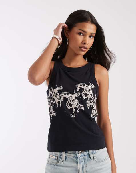 Wrangler x Lainey Wilson cowboy tank in black