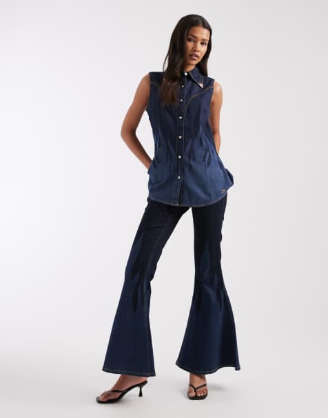 Wrangler x Lainey Wilson - Flame - Jeans a zampa color indaco - view 1