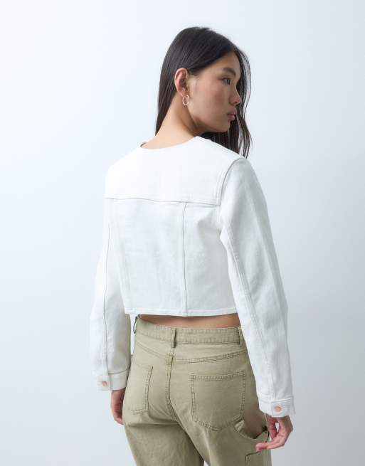 Wrangler X Lainey Wilson geplooid denim overhemd in wit, 2 van 5