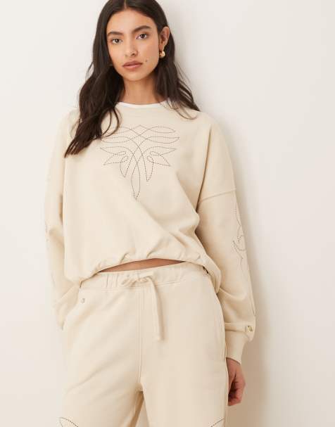 Wrangler x Lainey Wilson – Gräddvit sweatshirt i cowboystil, del av set - view 1