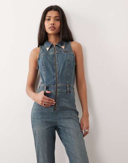 Wrangler x Lainey Wilson - Indigoblå jumpsuit i denim med stretch og ekstra svaj, 2 af 4