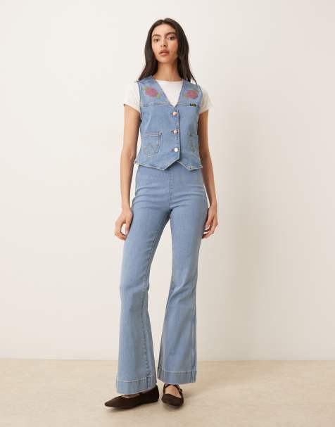 Wrangler x Lainey Wilson – Niebieskie jeansy z rozszerzanymi nogawkami ze stretchem, część zestawu - view 1