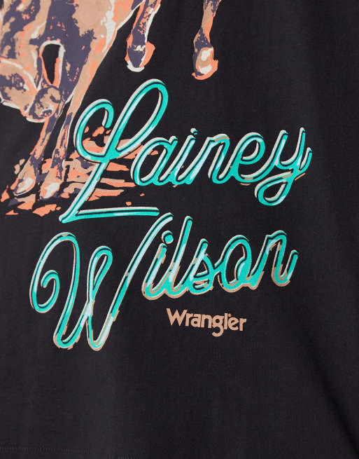 Wrangler x Lainey Wilson oversized cowboy t-shirt in black, 4 of 4