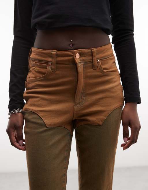 Wrangler x Lainey Wilson postrzępione jeansy dzwony brązowe, 4 z 5