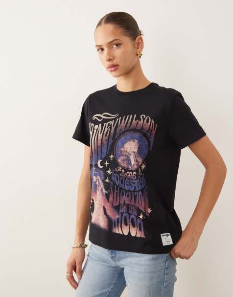 Wrangler x Lainey Wilson - Sort T-shirt med print foran - view 1