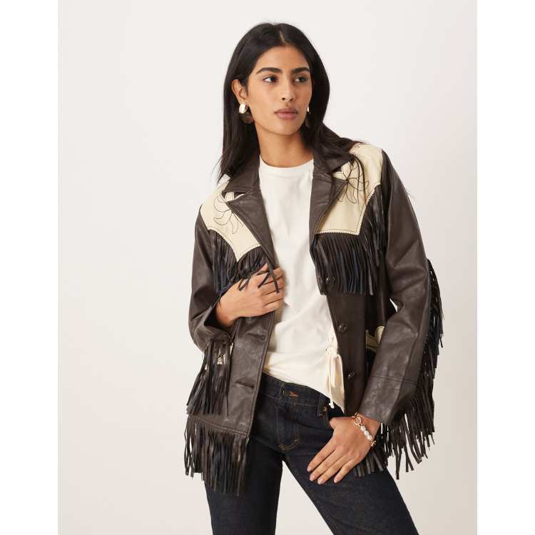 Veste En Cuir Wilson Pour Femme, Marron, Taille M, Occasion En Très Bon état - Style Basique Fermeture éclair