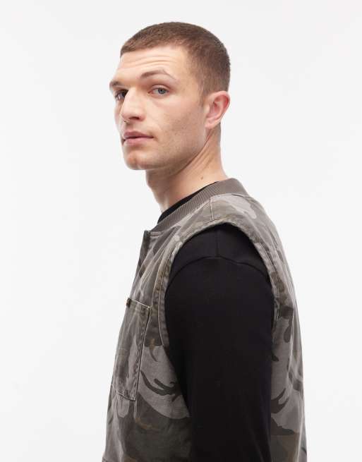 Wrangler x Stranger Things camo print vest in green, 3 of 5