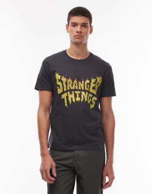 Wrangler x Stranger Things logo graphic print t-shirt in black