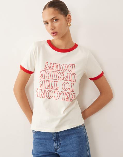 Wrangler x Stranger Things - T-shirt met omgekeerde grafische Upside Down-print en gekleurde randjes in wit - view 1