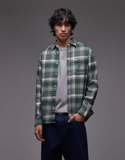 Wrangler brushed check long sleeve shirt in green