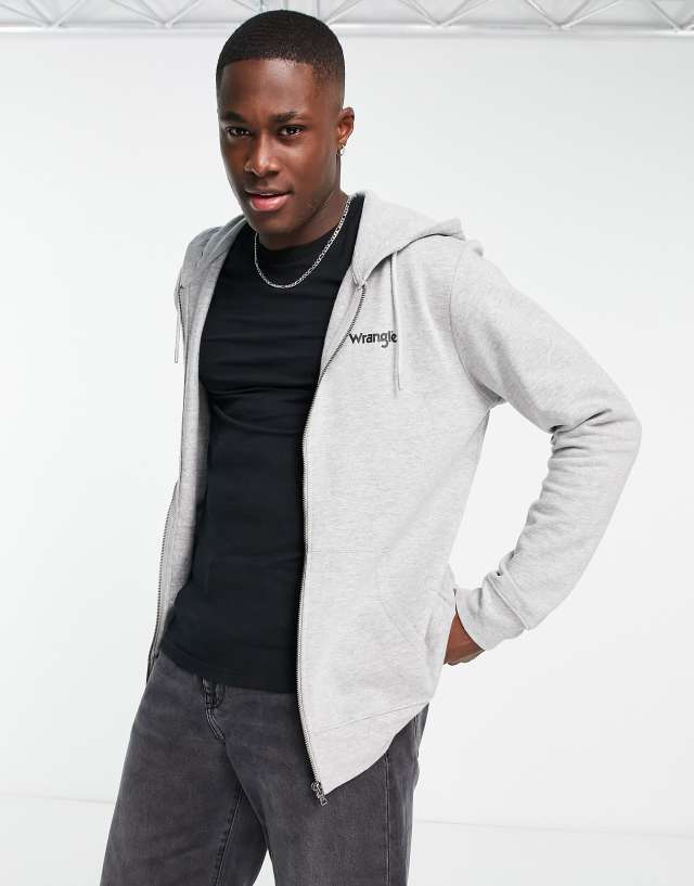 Wrangler zip through hoodie in gray