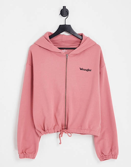 Wrangler zip up hoodie in pink | ASOS