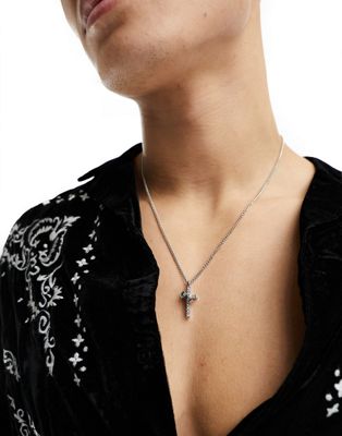 WTFW cross and ring pendant necklace in silver  - ASOS Price Checker