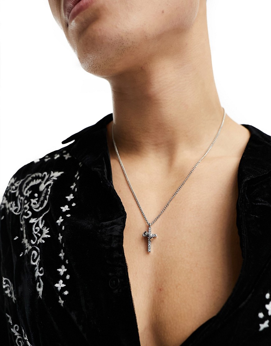 WTFW cross and ring pendant necklace in silver