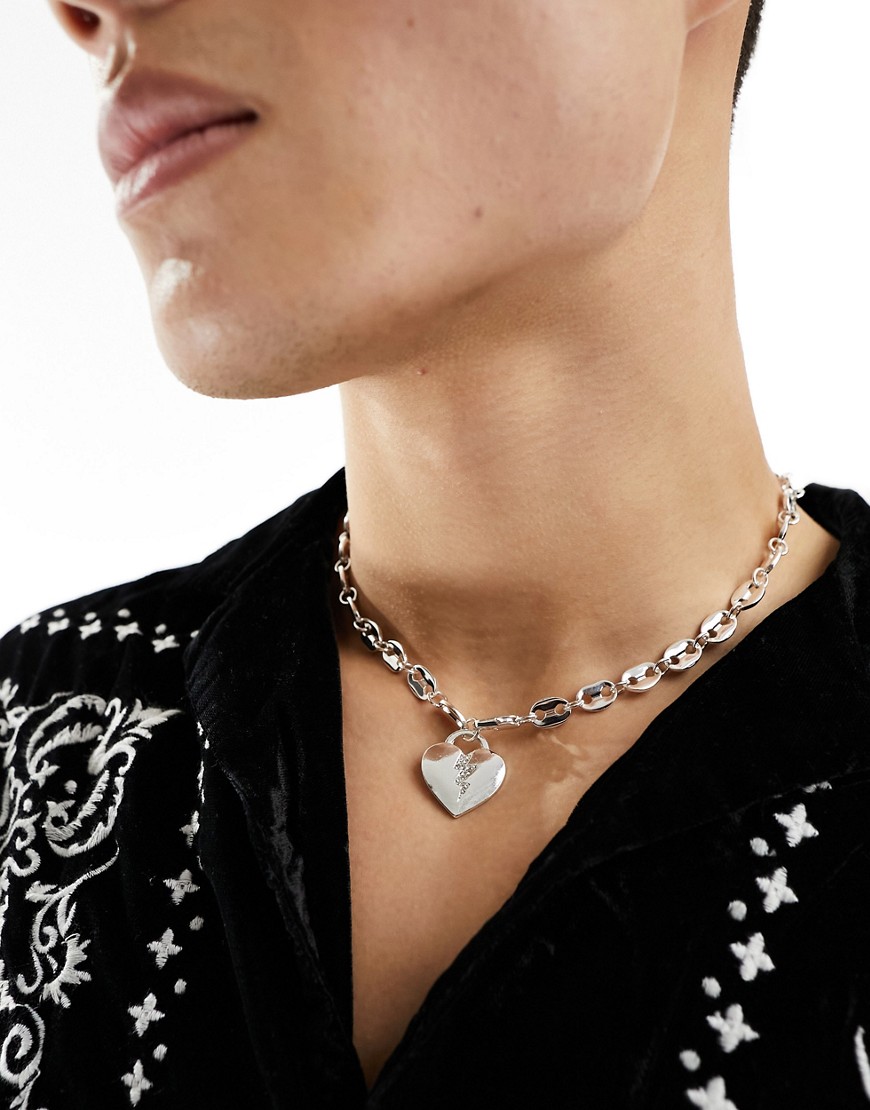 WTFW electric heartbreak mariner necklace in silver
