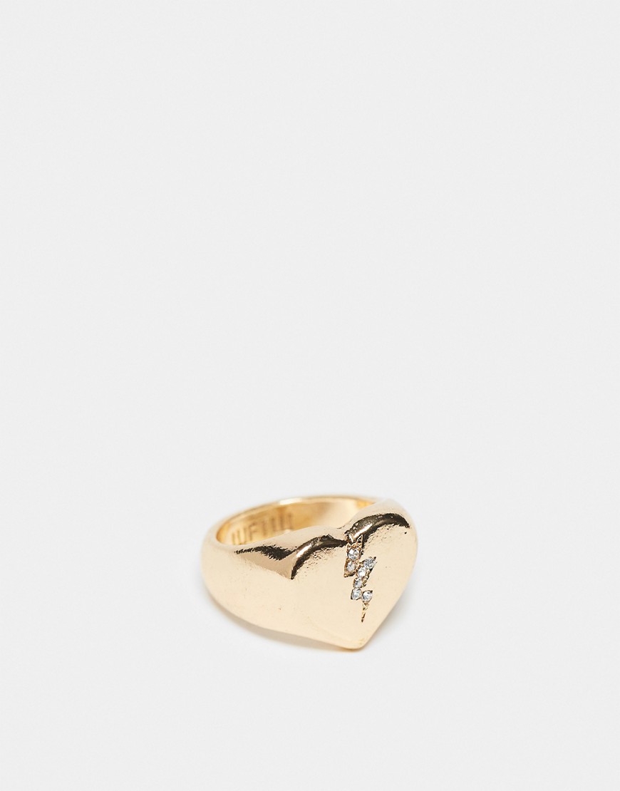 WTFW electric heartbreak signet ring in gold