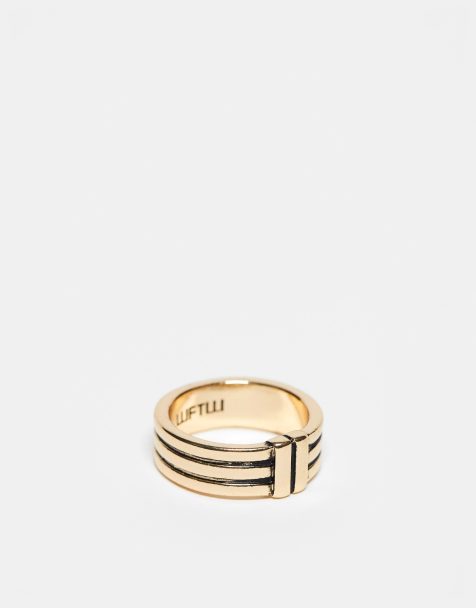 WTFW engraved line band ring in gold - view 1