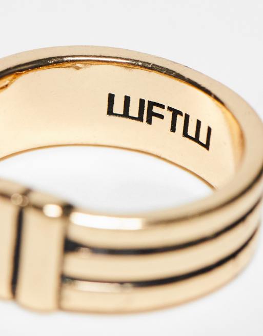 WTFW engraved line band ring in gold | ASOS