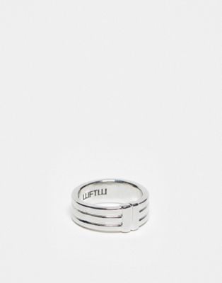 WTFW engraved line band ring in silver