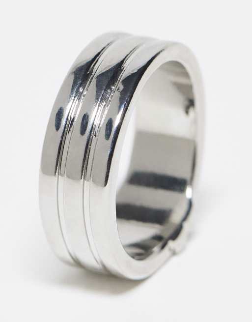 WTFW engraved line band ring in silver , 3 of 4