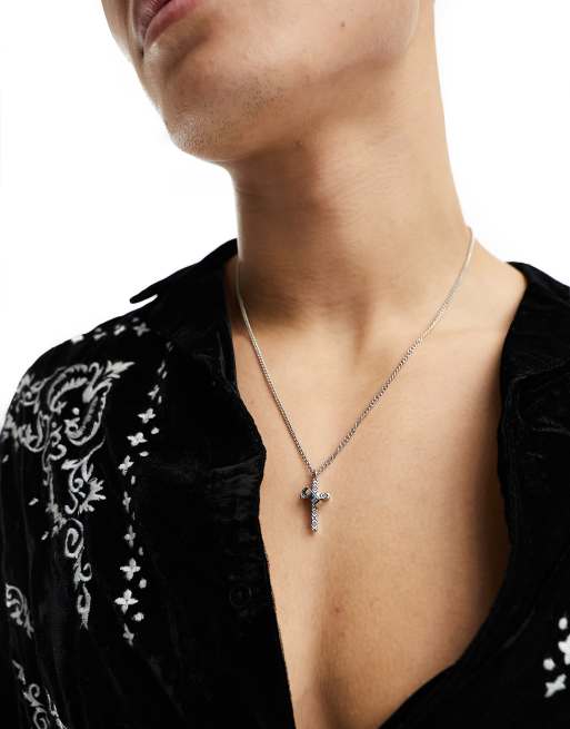 WTFW - Ketting met kruis met ring in zilver 