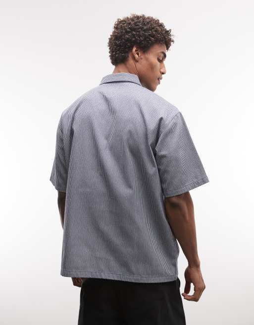 XLARGE camp shirt in navy stripe, 5 of 5