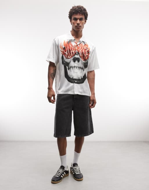 XLARGE camp short sleeve shirt in white with front and back print, 2 of 5