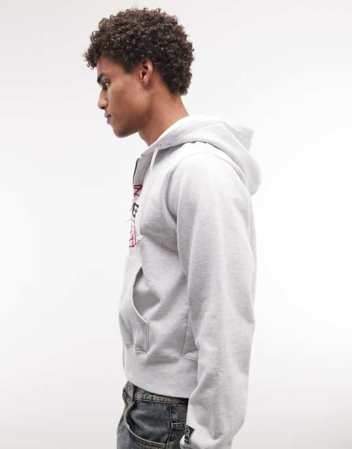 XLARGE - Felpa con cappuccio e zip grigio cenere con ricamo "World's largest" sul davanti, 4 di 5
